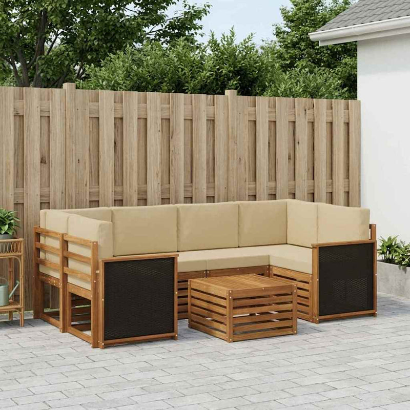 Set de canapele de exterior 7 buc. Natural și Bej