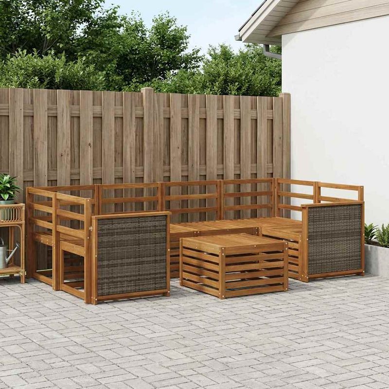 Set de canapele de exterior 7 buc. natural Lemn Solid de Acacia