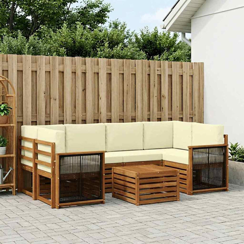 Set de canapele de exterior 7 buc. Natural și Crem