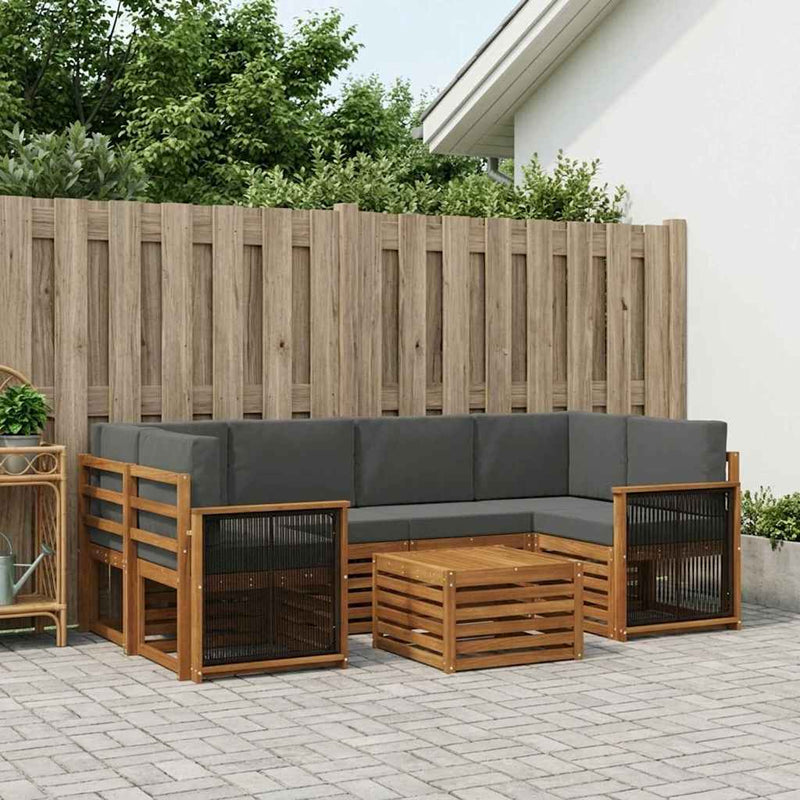 Set de canapele de exterior 7 buc. Natural și Antracit