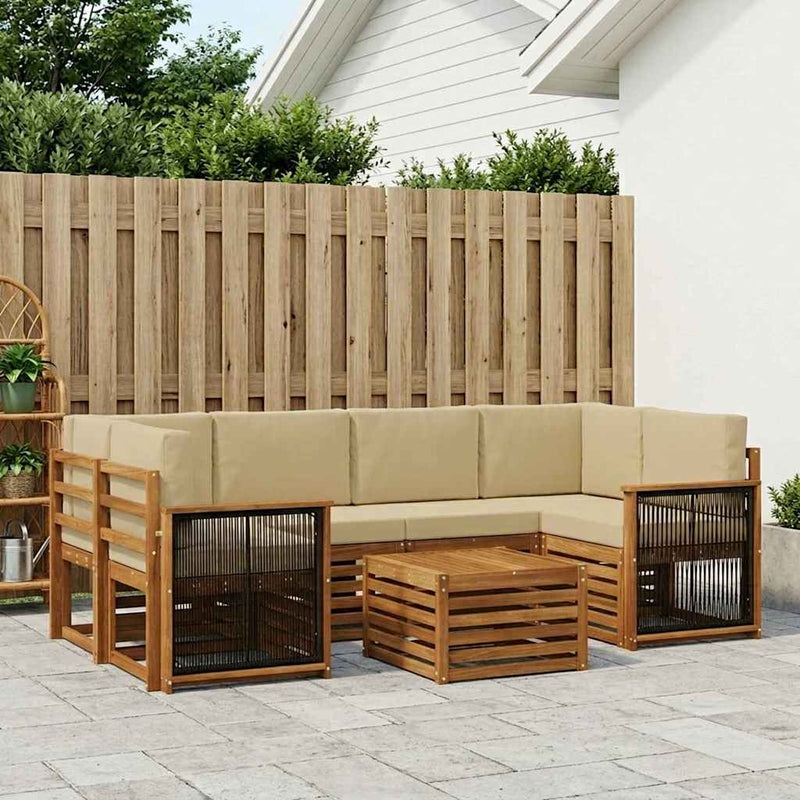 Set de canapele de exterior 7 buc. Natural și Bej