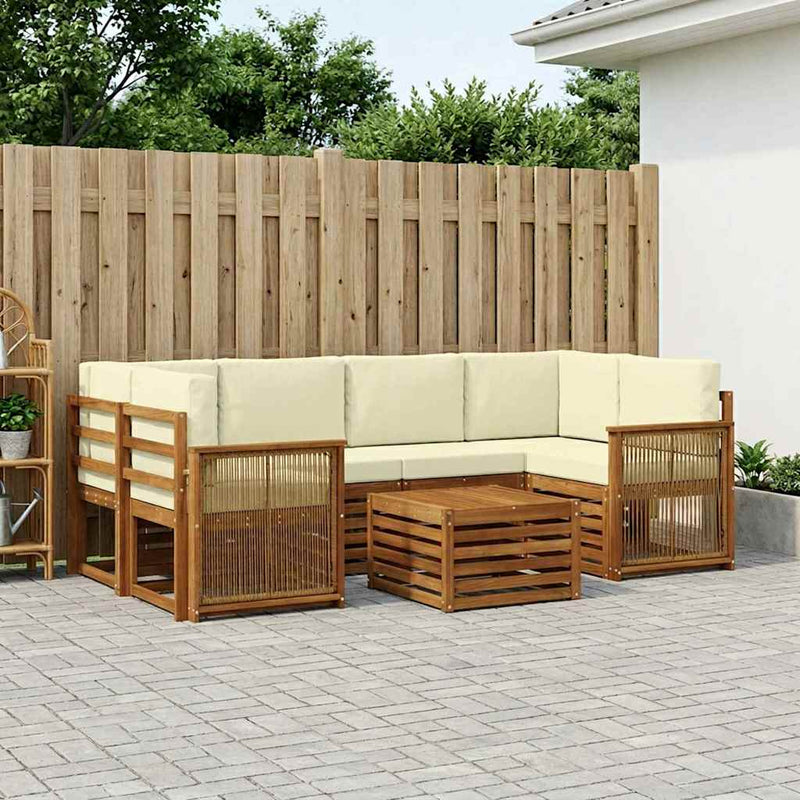 Set de canapele de exterior 7 buc. Natural și Crem