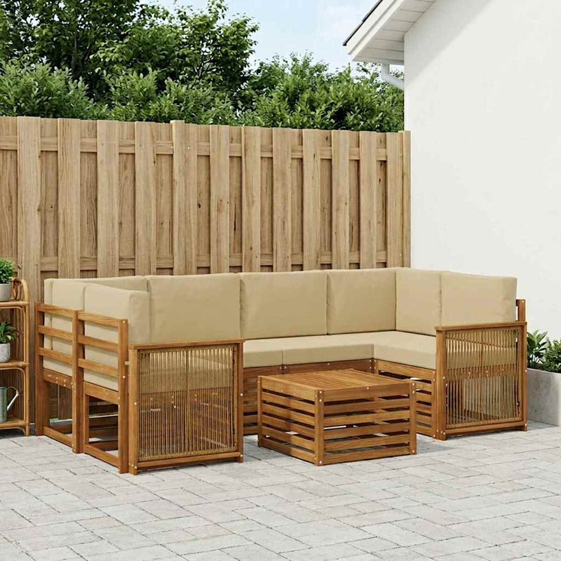 Set de canapele de exterior 7 buc. Natural și Bej