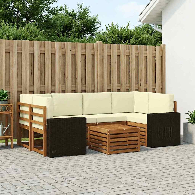 Set de canapele de exterior 7 buc. Natural și Crem