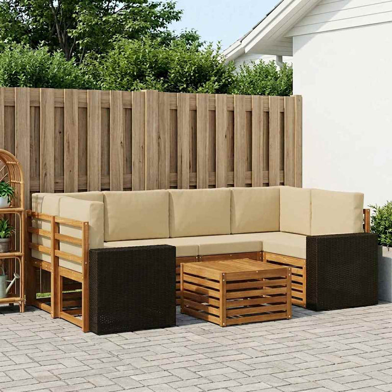 Set de canapele de exterior 7 buc. Natural și Bej
