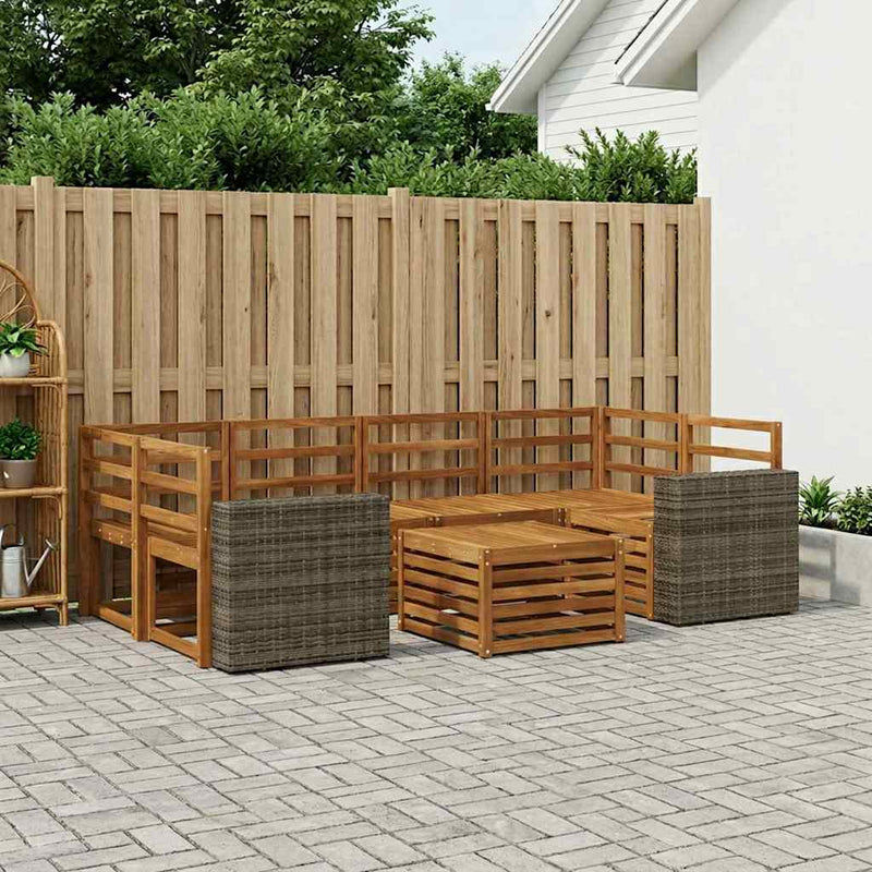 Set de canapele de exterior 7 buc. natural Lemn Solid de Acacia