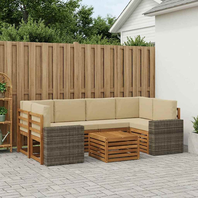 Set de canapele de exterior 7 buc. Natural și Bej