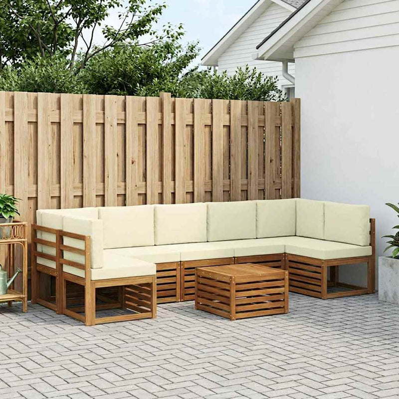 Set de canapele de exterior 8 buc. Natural și Crem