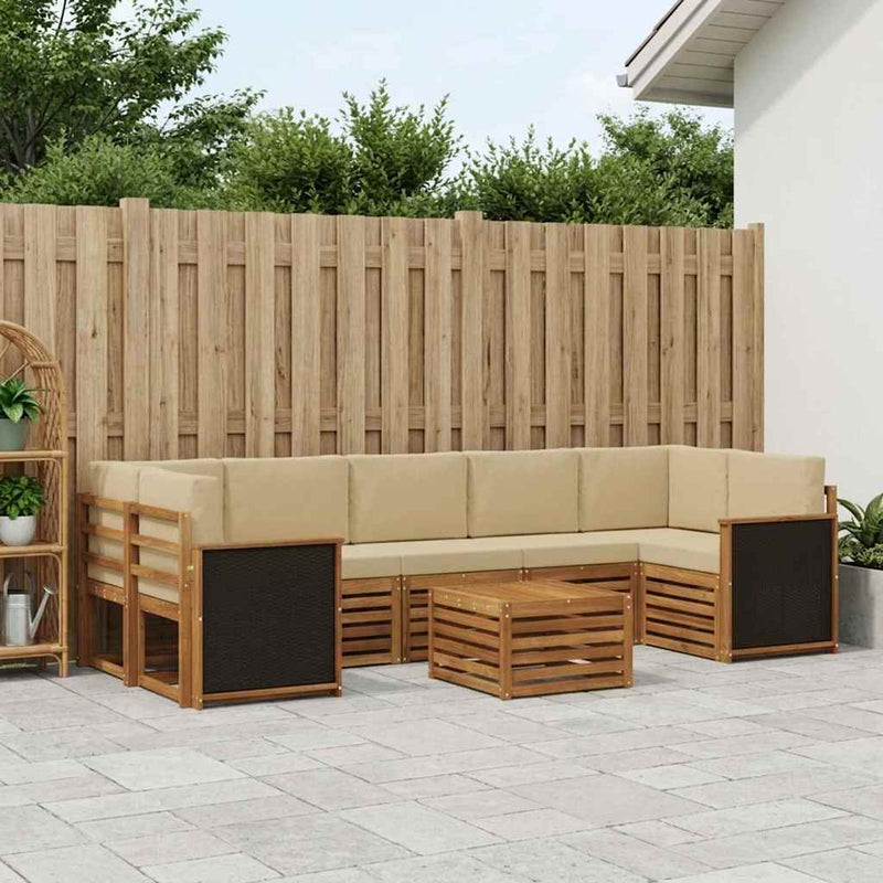 Set de canapele de exterior 8 buc. Natural și Bej