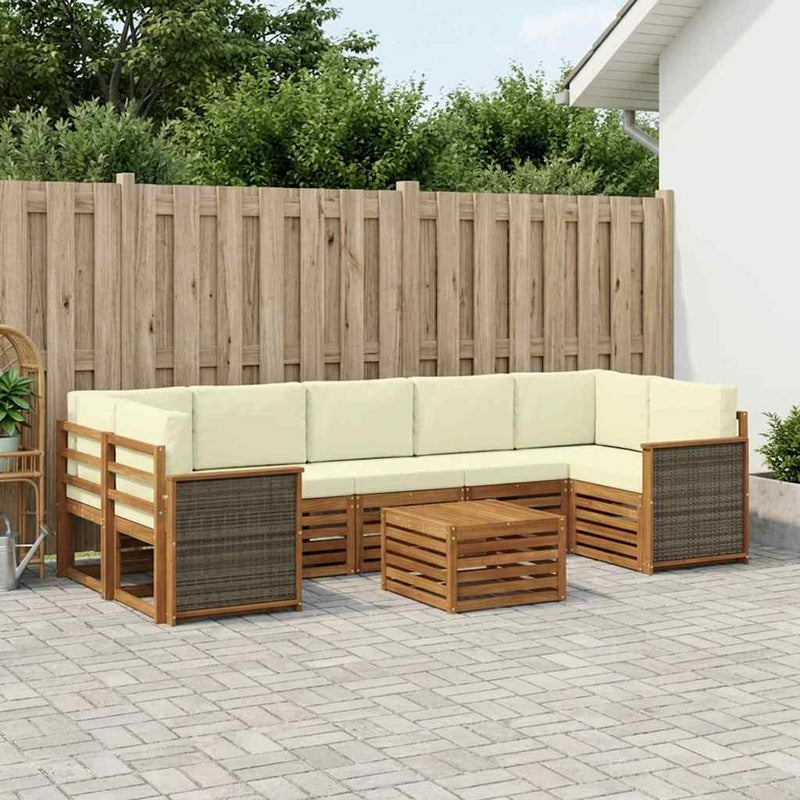 Set de canapele de exterior 8 buc. Natural și Crem