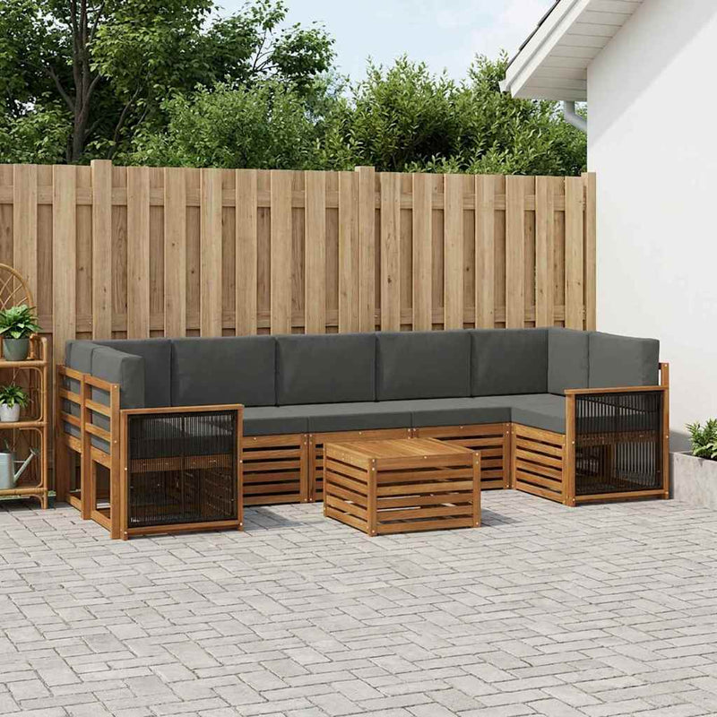 Set de canapele de exterior 8 buc. Natural și Antracit