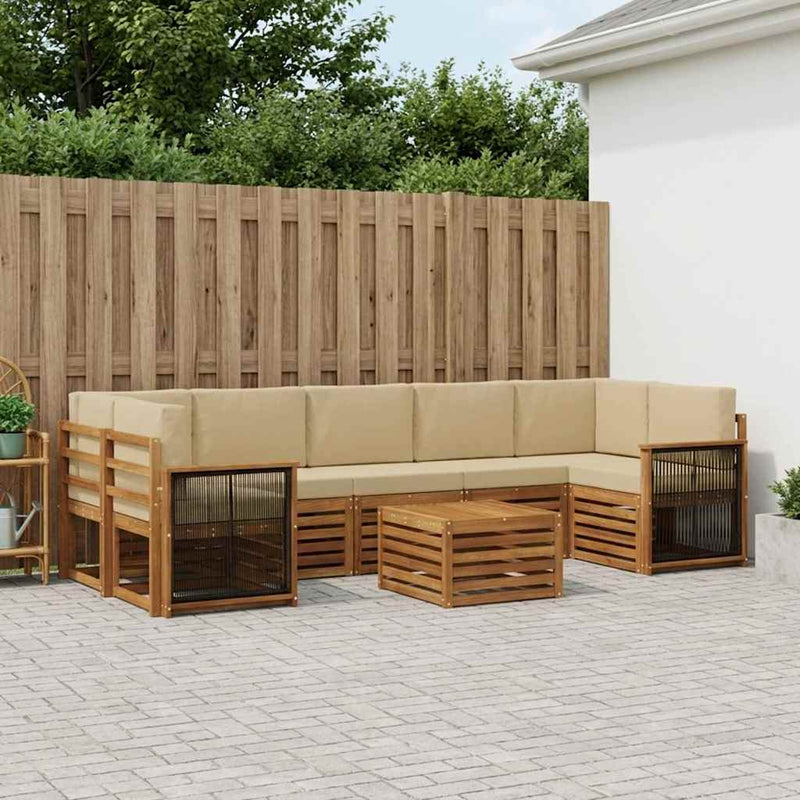 Set de canapele de exterior 8 buc. Natural și Bej