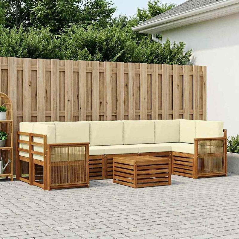 Set de canapele de exterior 8 buc. Natural și Crem