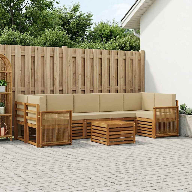 Set de canapele de exterior 8 buc. Natural și Bej