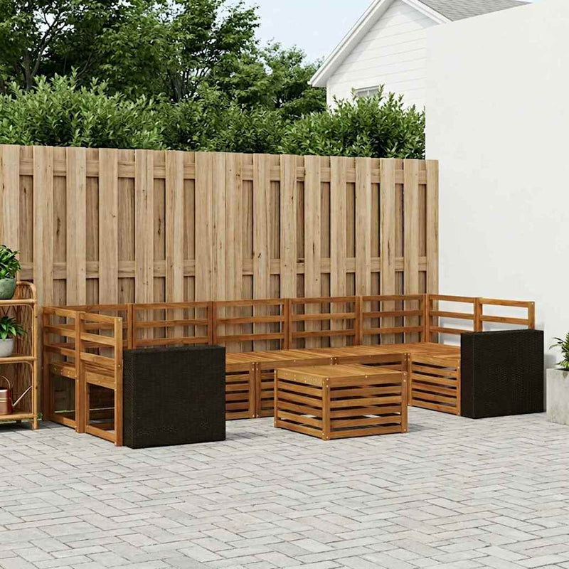 Set de canapele de exterior 8 buc. natural Lemn Solid de Acacia