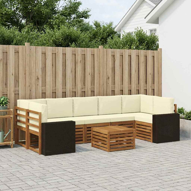 Set de canapele de exterior 8 buc. Natural și Crem