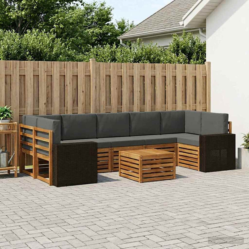 Set de canapele de exterior 8 buc. Natural și Antracit