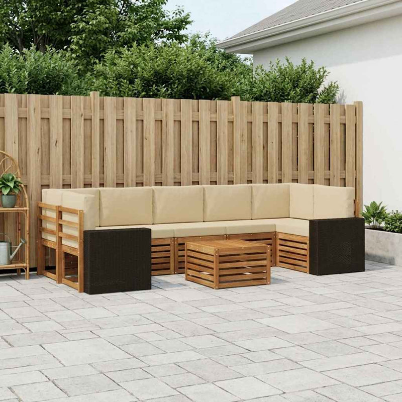 Set de canapele de exterior 8 buc. Natural și Bej