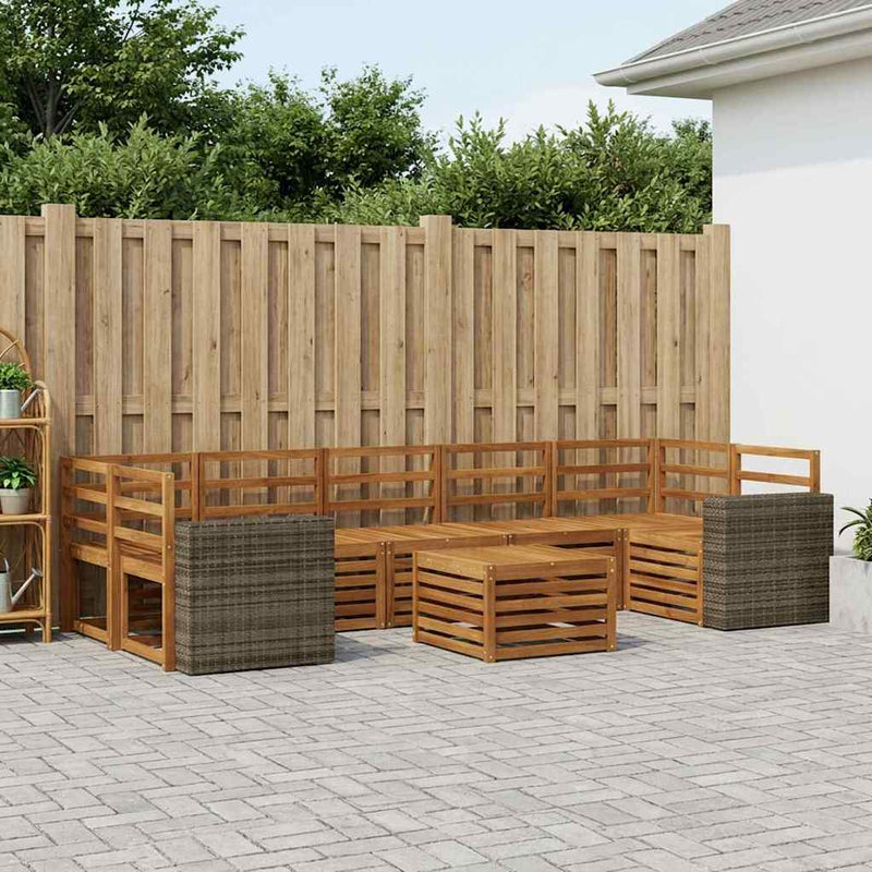 Set de canapele de exterior 8 buc. natural Lemn Solid de Acacia