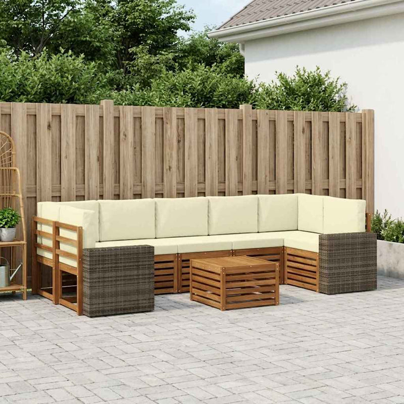 Set de canapele de exterior 8 buc. Natural și Crem