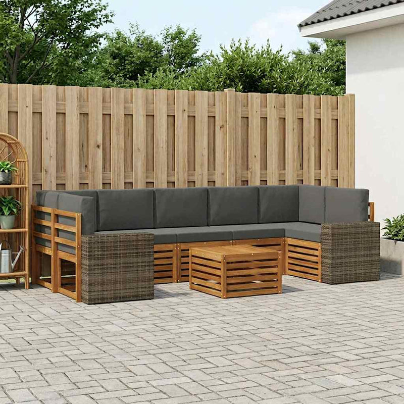 Set de canapele de exterior 8 buc. Natural și Antracit