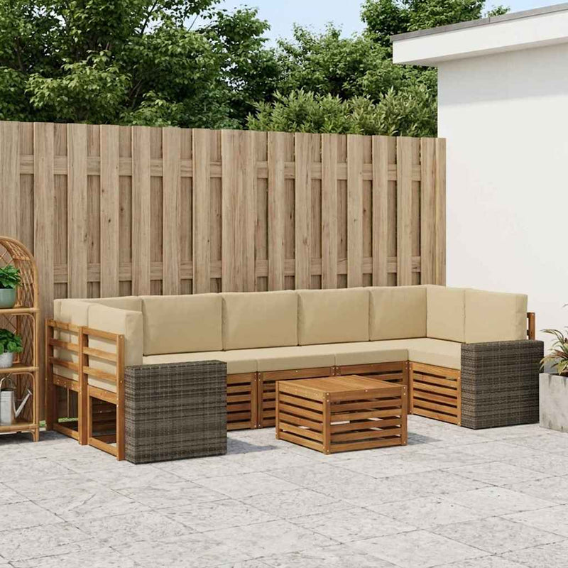 Set de canapele de exterior 8 buc. Natural și Bej