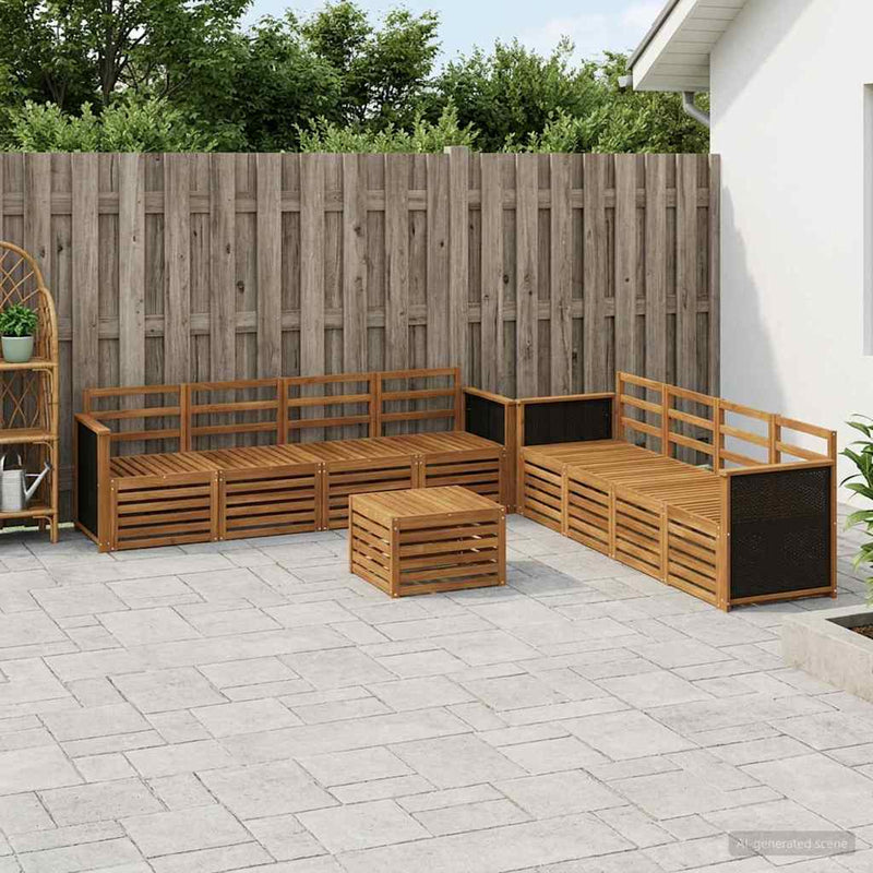 Set de canapele de exterior 9 buc. natural