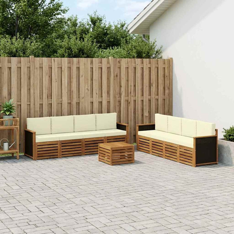 Set de canapele de exterior 9 buc. Natural și Crem