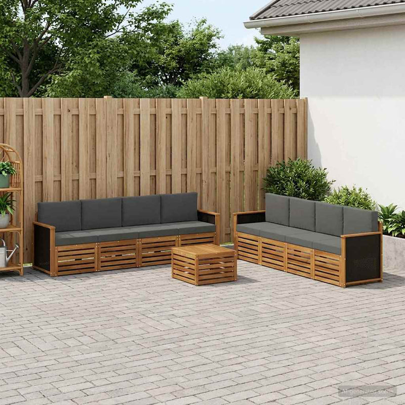 Set de canapele de exterior 9 buc. Natural și Antracit
