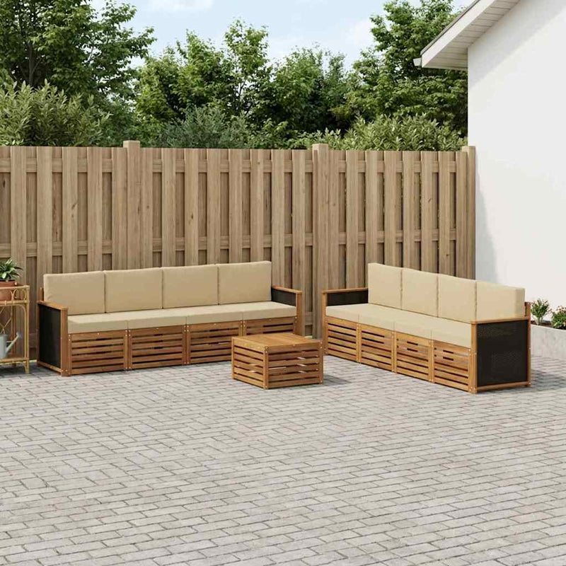 Set de canapele de exterior 9 buc. Natural și Bej