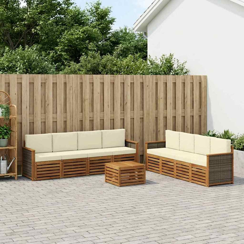 Set de canapele de exterior 9 buc. Natural și Crem