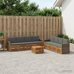 Set de canapele de exterior 9 buc. Natural și Antracit