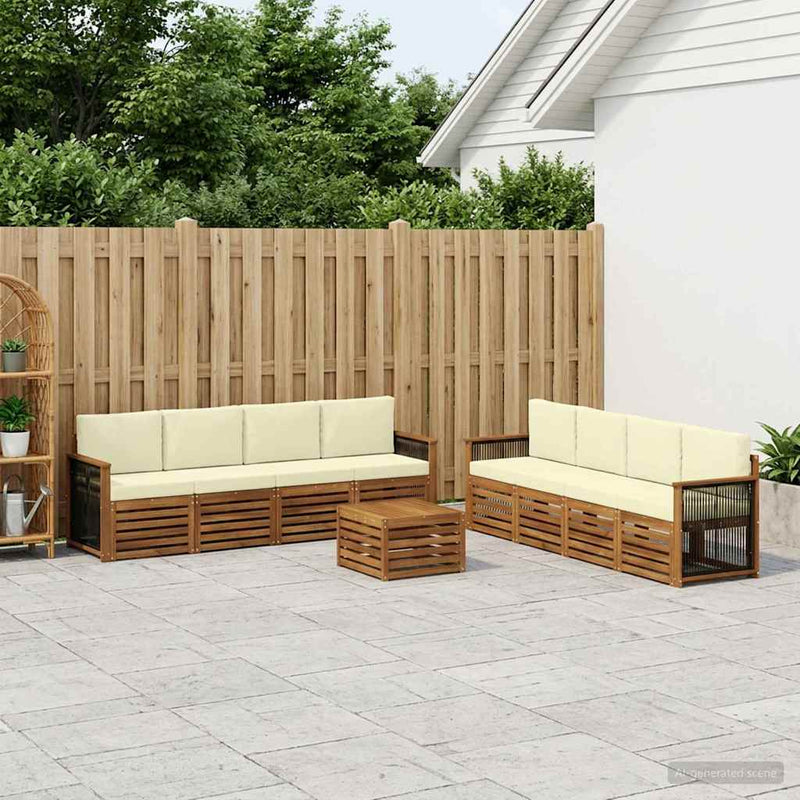 Set de canapele de exterior 9 buc. Natural și Crem