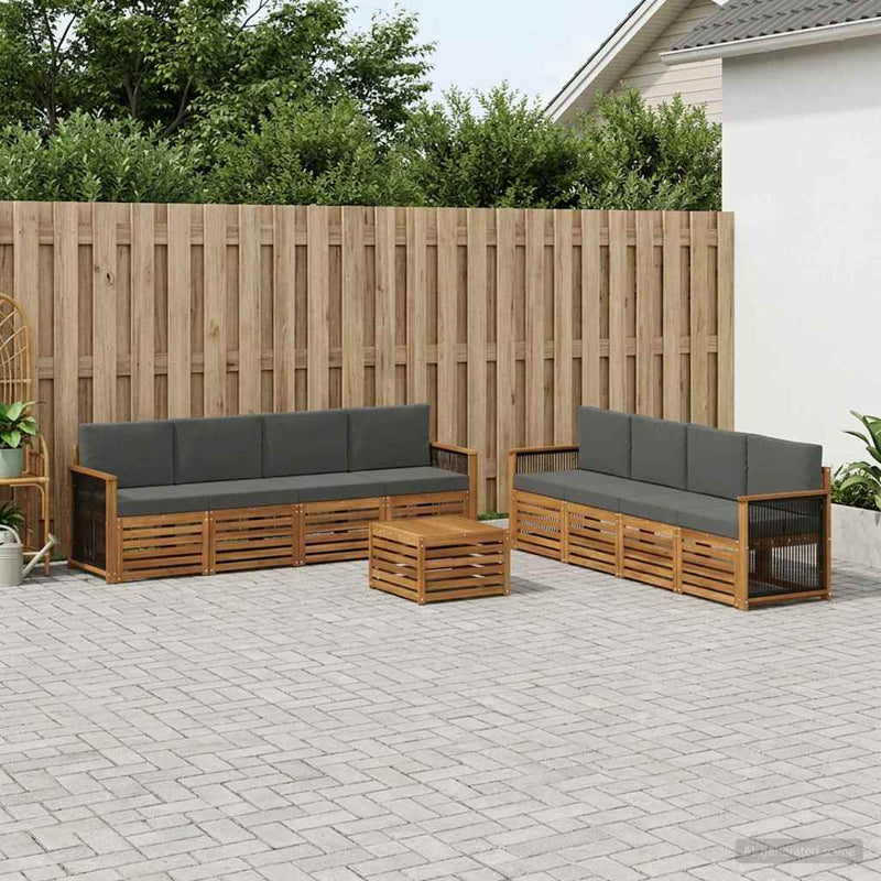Set de canapele de exterior 9 buc. Natural și Antracit