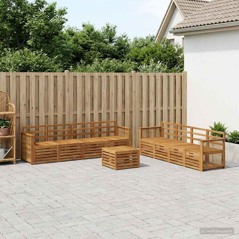 Set de canapele de exterior 9 buc. natural