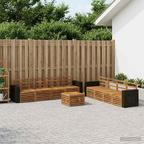 Set de canapele de exterior 9 buc. natural