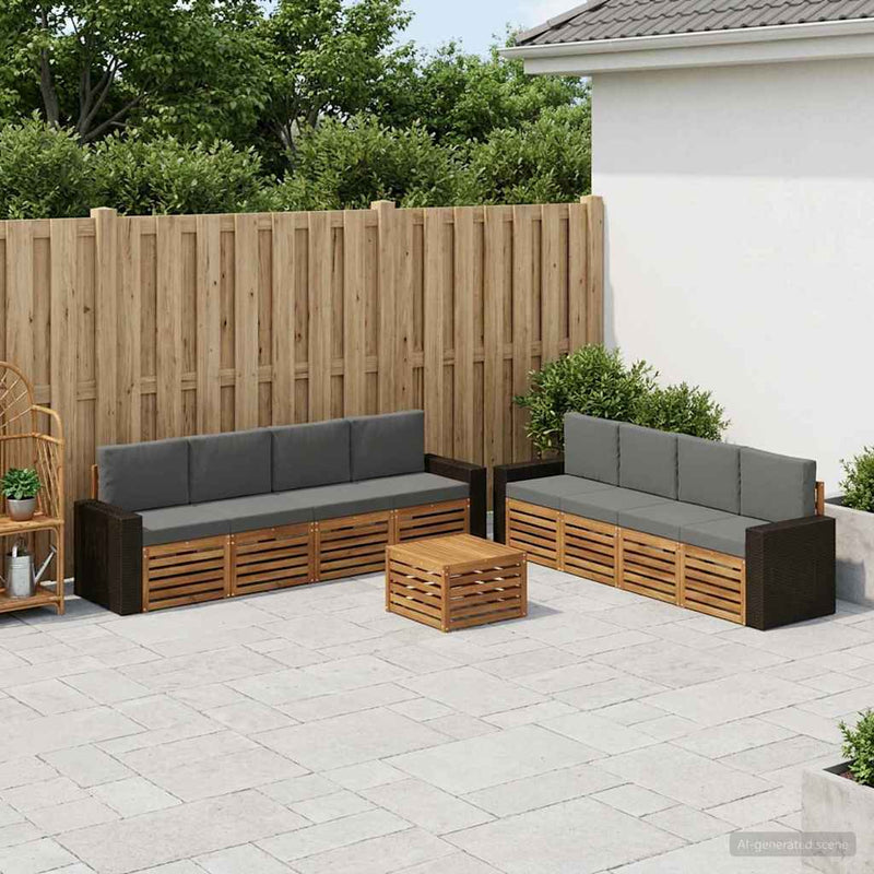 Set de canapele de exterior 9 buc. Natural și Antracit