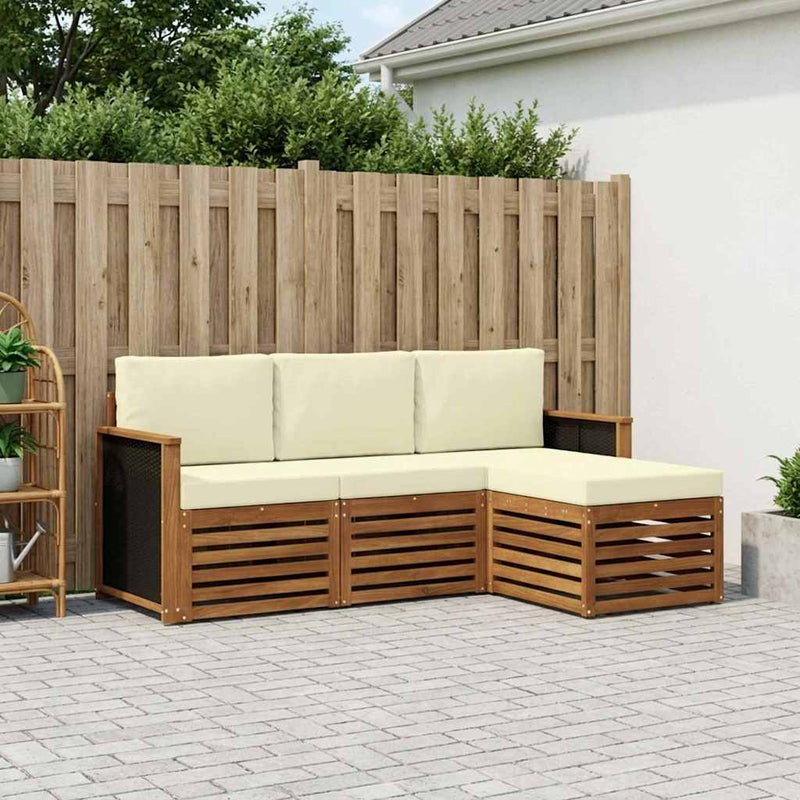 Set de canapele de exterior 4 buc. Natural și Crem