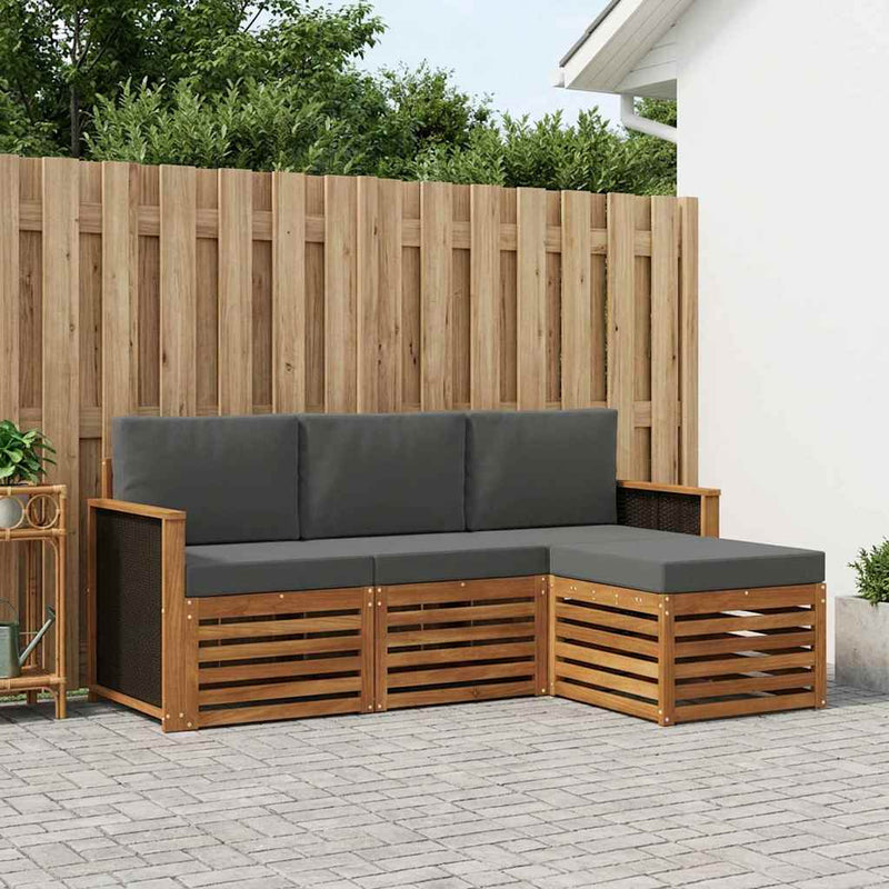 Set de canapele de exterior 4 buc. Natural și Antracit