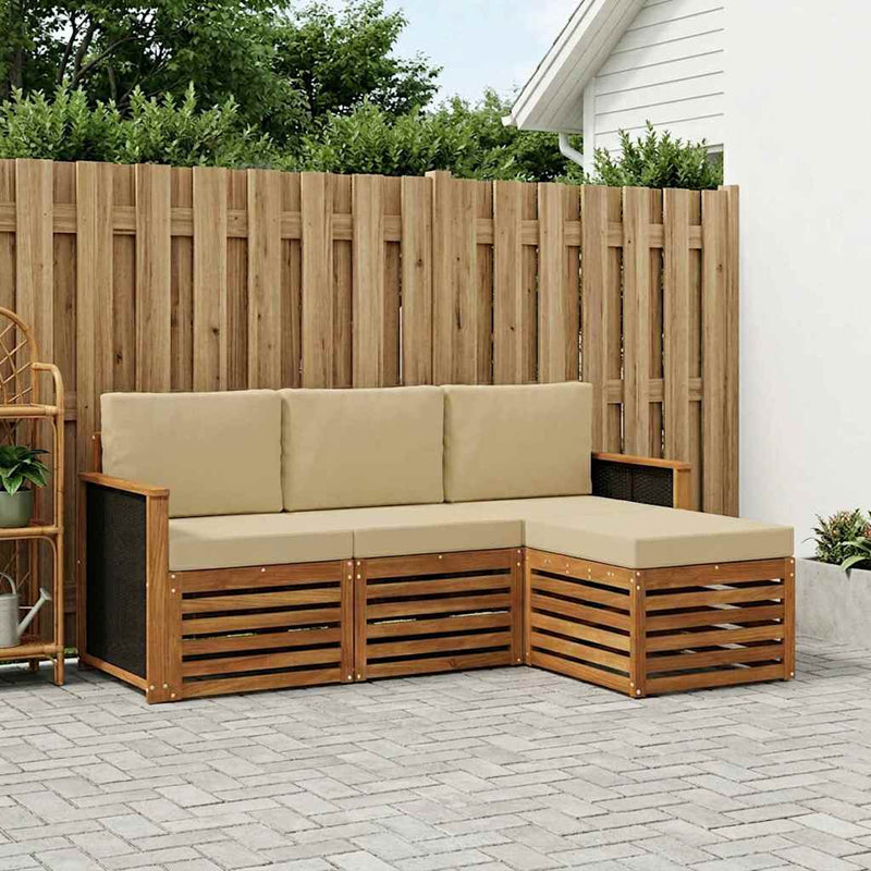 Set de canapele de exterior 4 buc. Natural și Bej