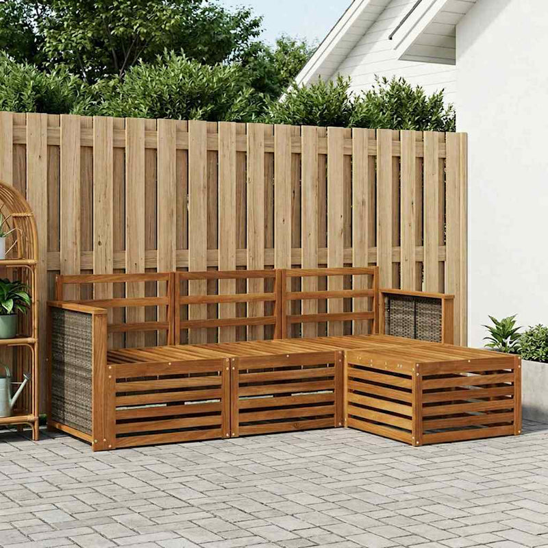 Set de canapele de exterior 4 buc. natural