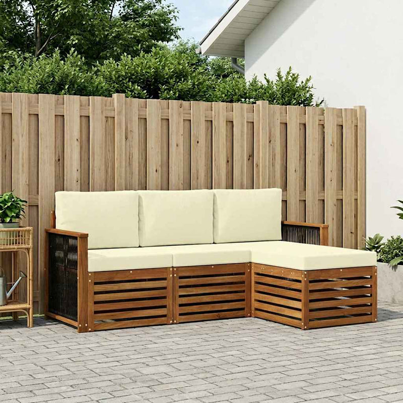 Set de canapele de exterior 4 buc. Natural și Crem