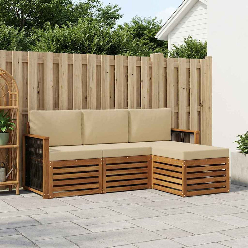 Set de canapele de exterior 4 buc. Natural și Bej