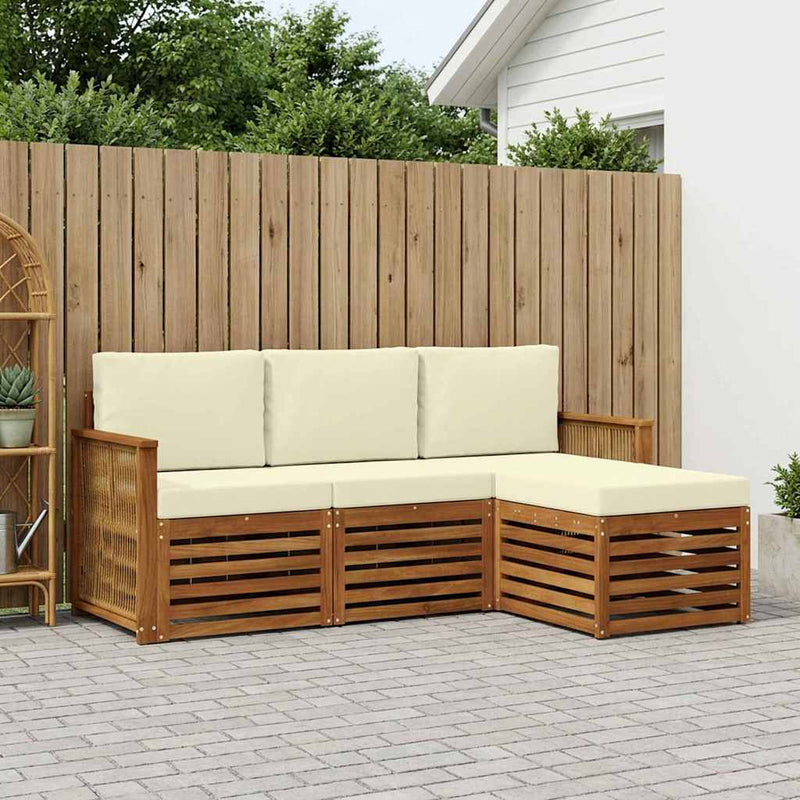 Set de canapele de exterior 4 buc. Natural și Crem