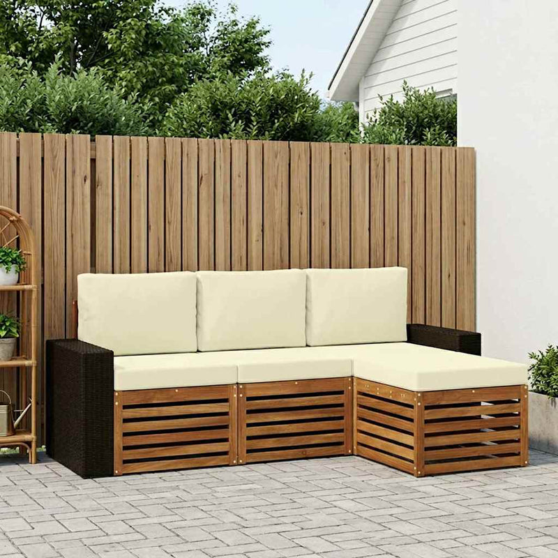 Set de canapele de exterior 4 buc. Natural și Crem