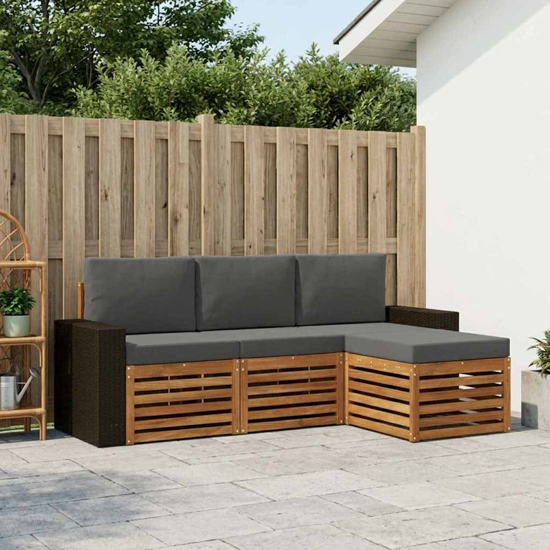 Set de canapele de exterior 4 buc. Natural și Antracit