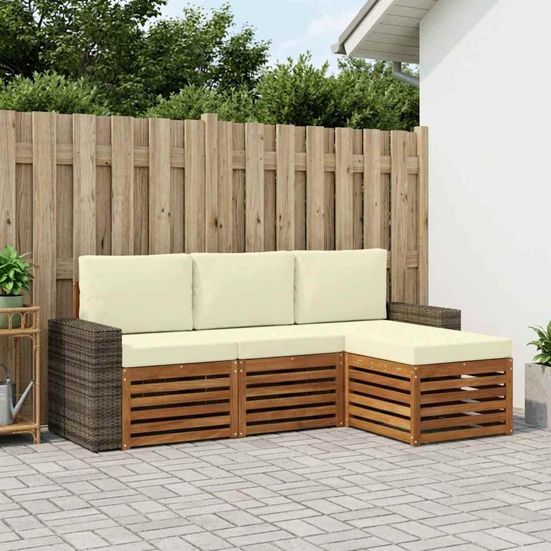 Set de canapele de exterior 4 buc. Natural și Crem