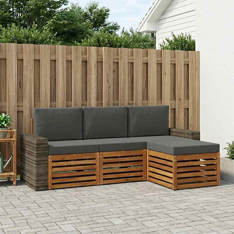 Set de canapele de exterior 4 buc. Natural și Antracit