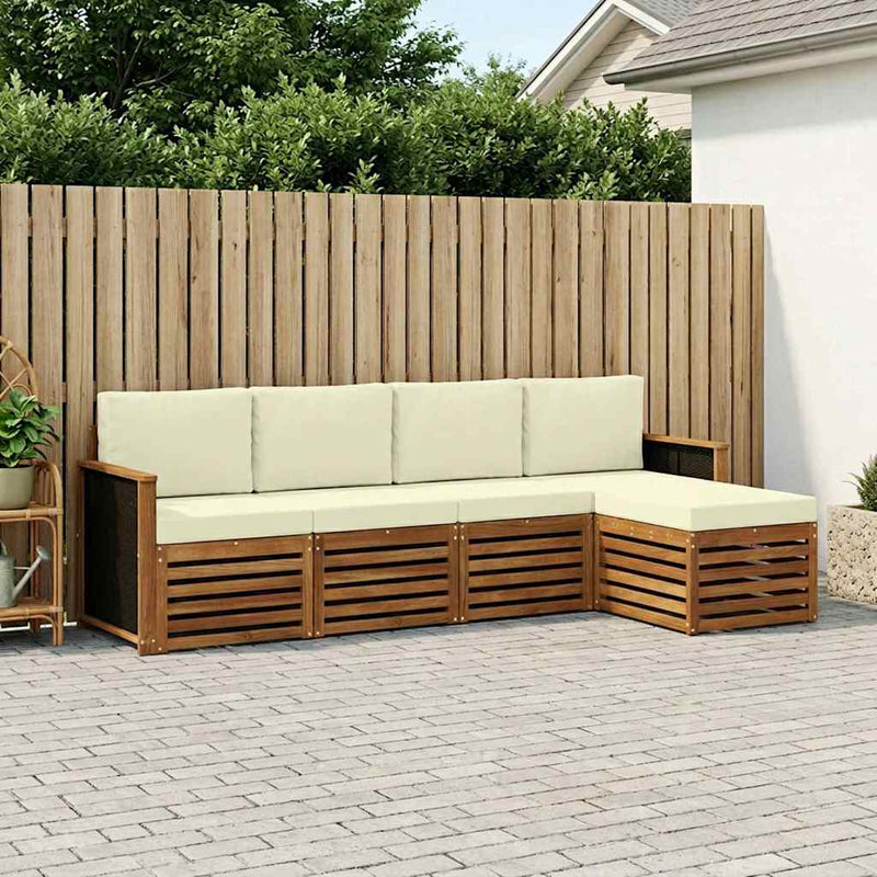 Set de canapele de exterior 5 buc. Natural și Crem