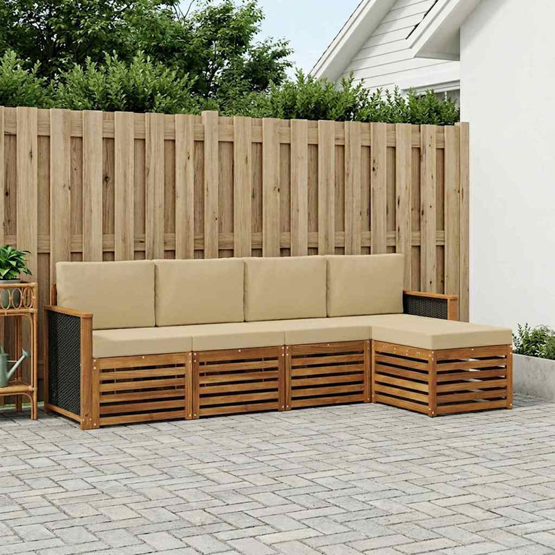 Set de canapele de exterior 5 buc. Natural și Bej